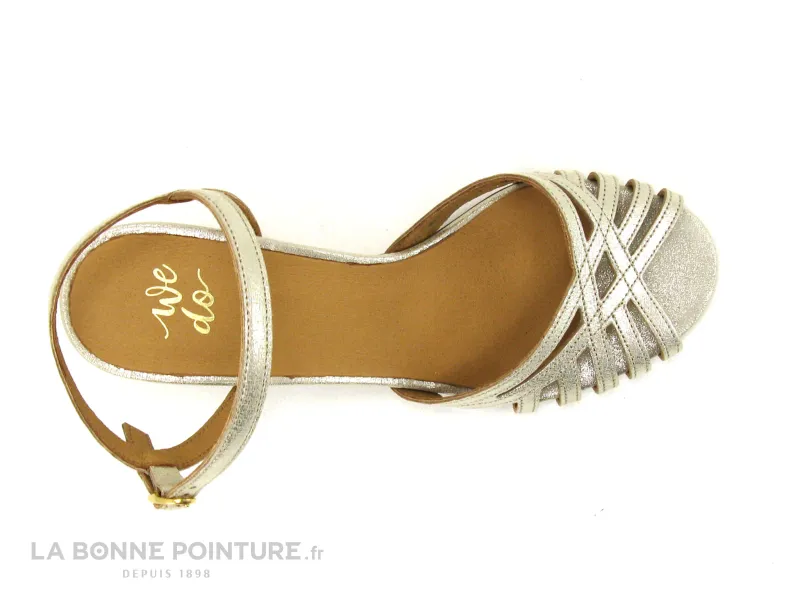 Achat chaussures We Do Femme Sandale et Nu-pieds, vente We Do co45324 chevre piuco platine - Sandale or Femme - Talon large