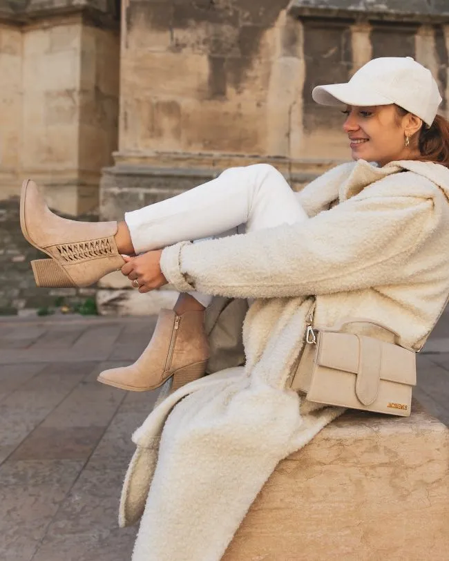 Bottines femme beige à talon - Capucine