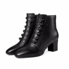 Bottines à Boutons PU Noir Steampunk