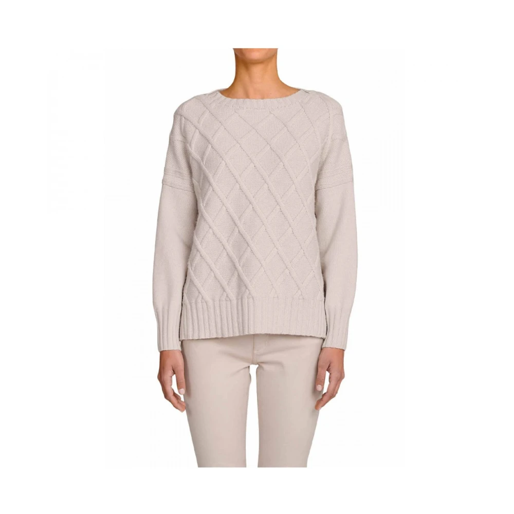 Cachemire Soie Laine Pull Diamant Beige