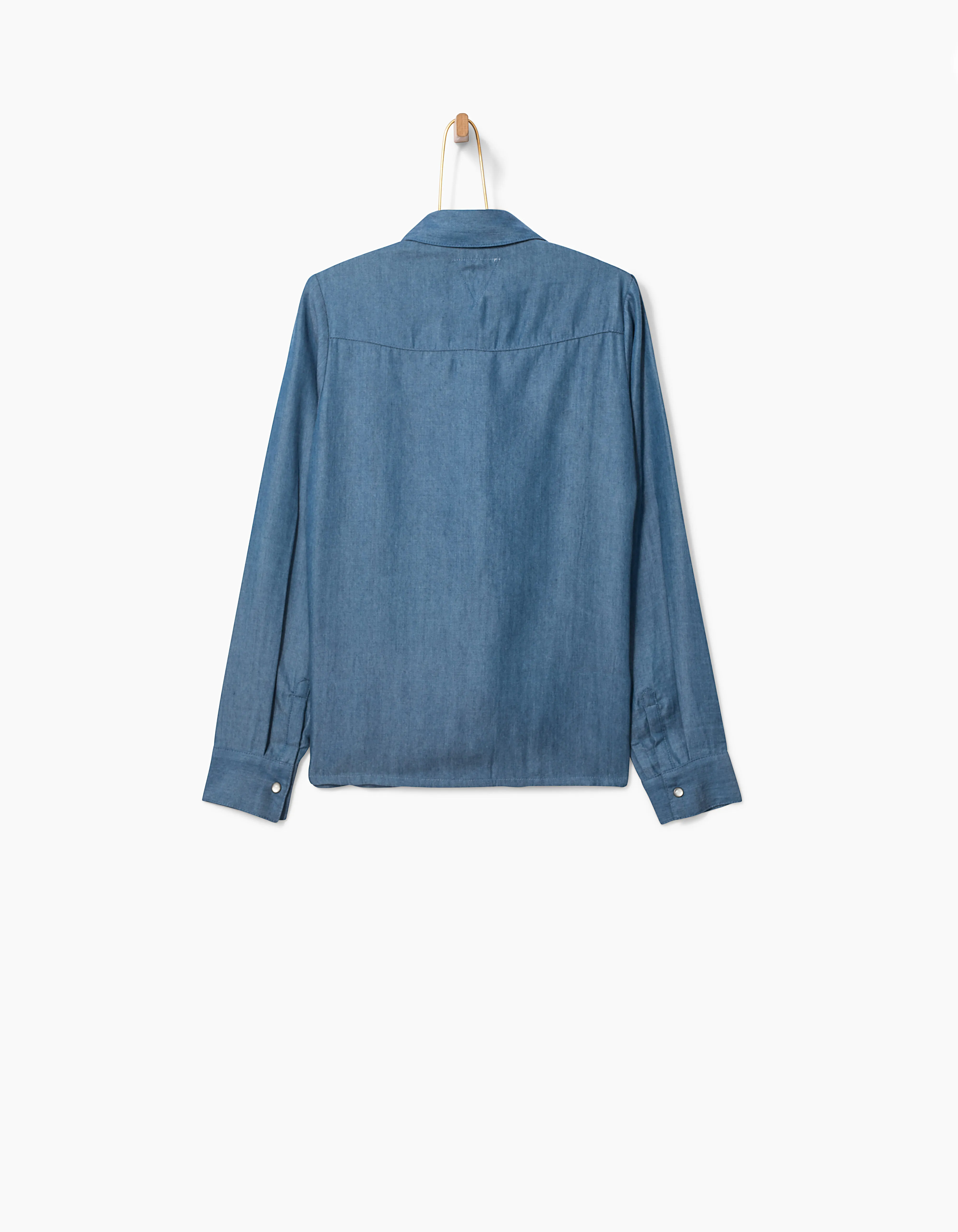 Chemise en jean bleu à volants fille