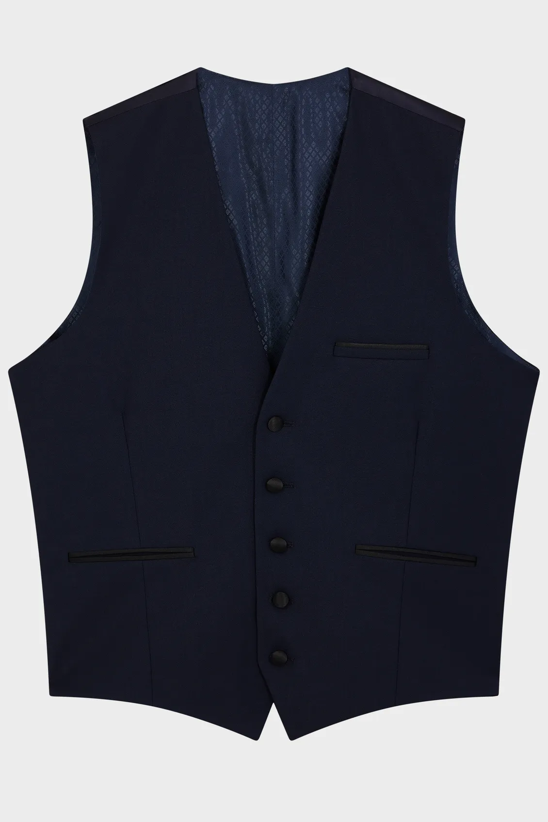 Gilet de smoking en laine unie bleu marine