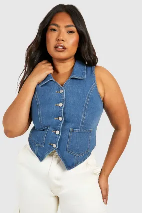 Grande taille - Gilet en jean sans manches