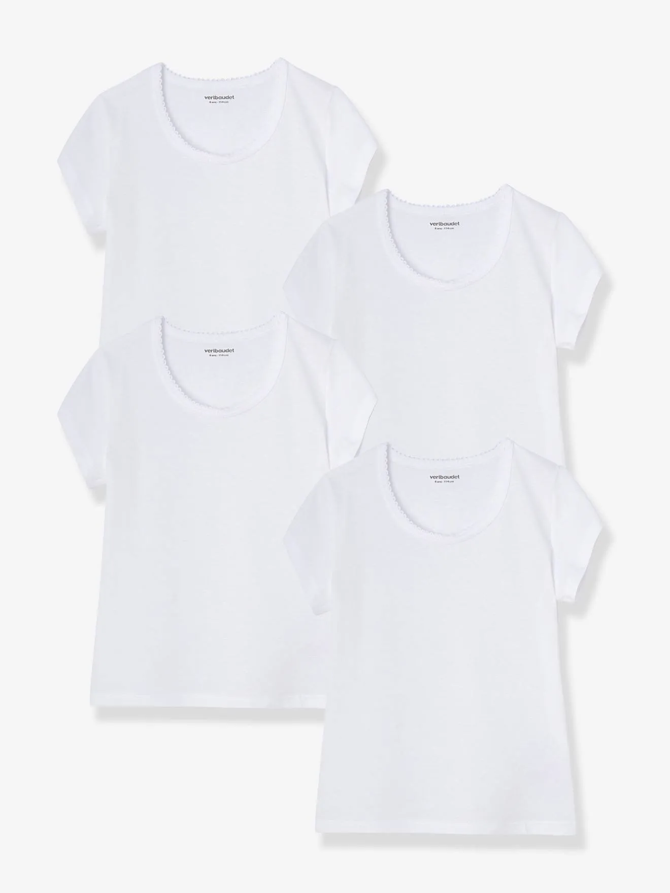 Lot de 4 T-shirts fille BASICS blanc - Vertbaudet