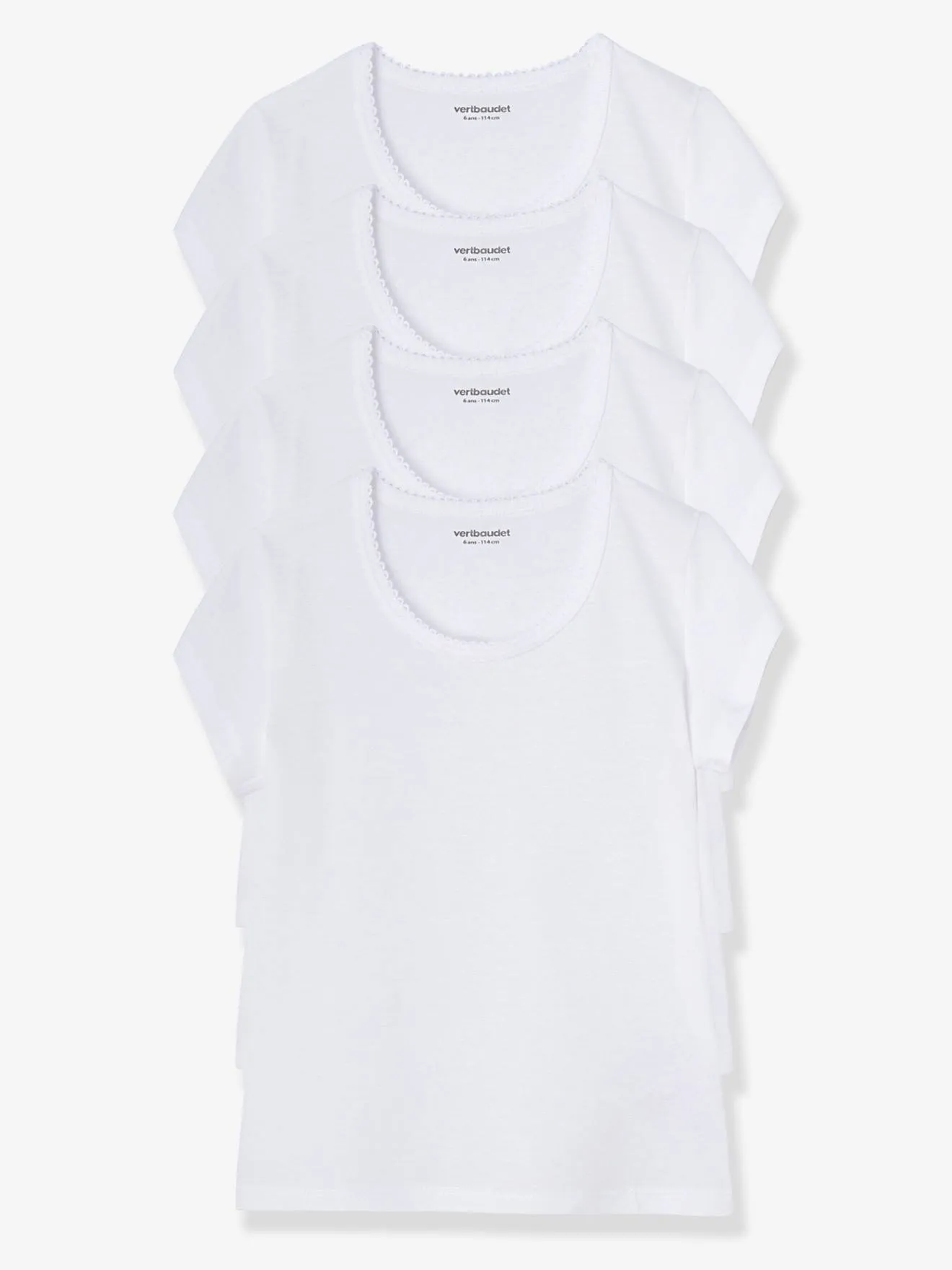 Lot de 4 T-shirts fille BASICS blanc - Vertbaudet