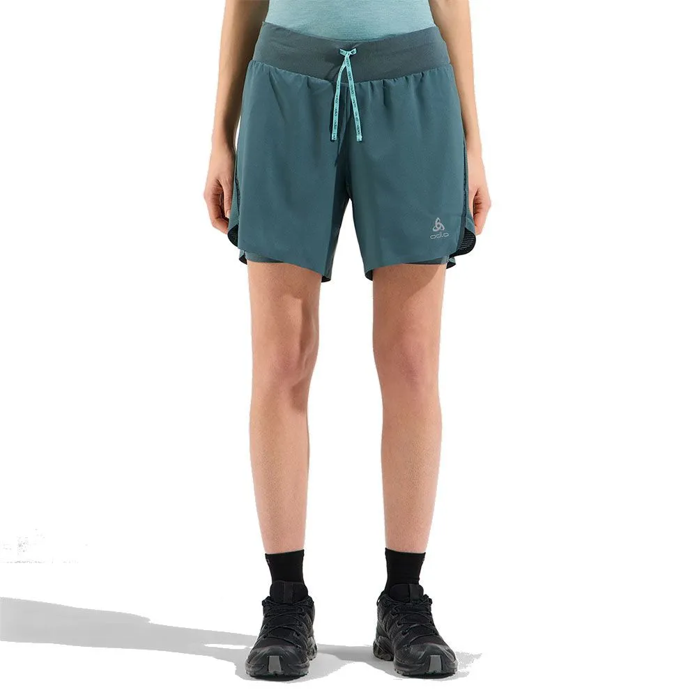 ODLO Short 2 en1 X-ALP TRAIL 6 INCH Femme Drake/ Slate 