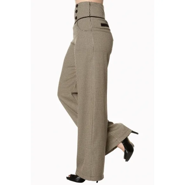 PANTALON FEMME VINTAGE - Pantalon femme vintage à carreaux marron.