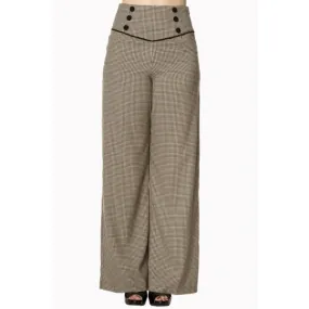 PANTALON FEMME VINTAGE - Pantalon femme vintage à carreaux marron.