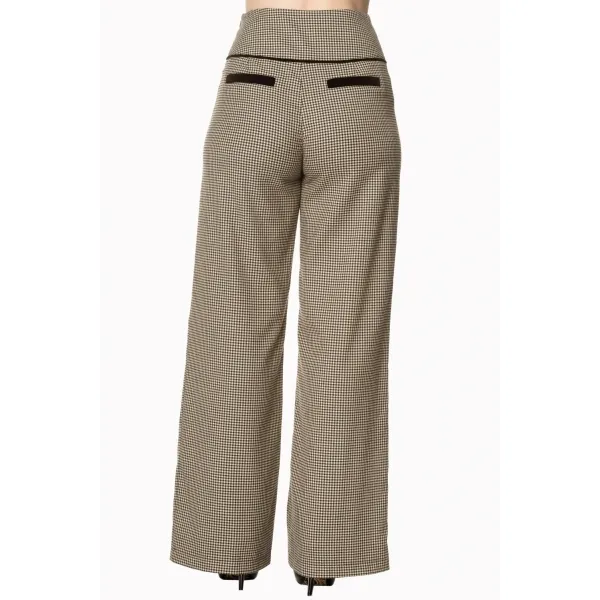 PANTALON FEMME VINTAGE - Pantalon femme vintage à carreaux marron.