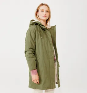 Parka chaude à capuche Femme - Kaki