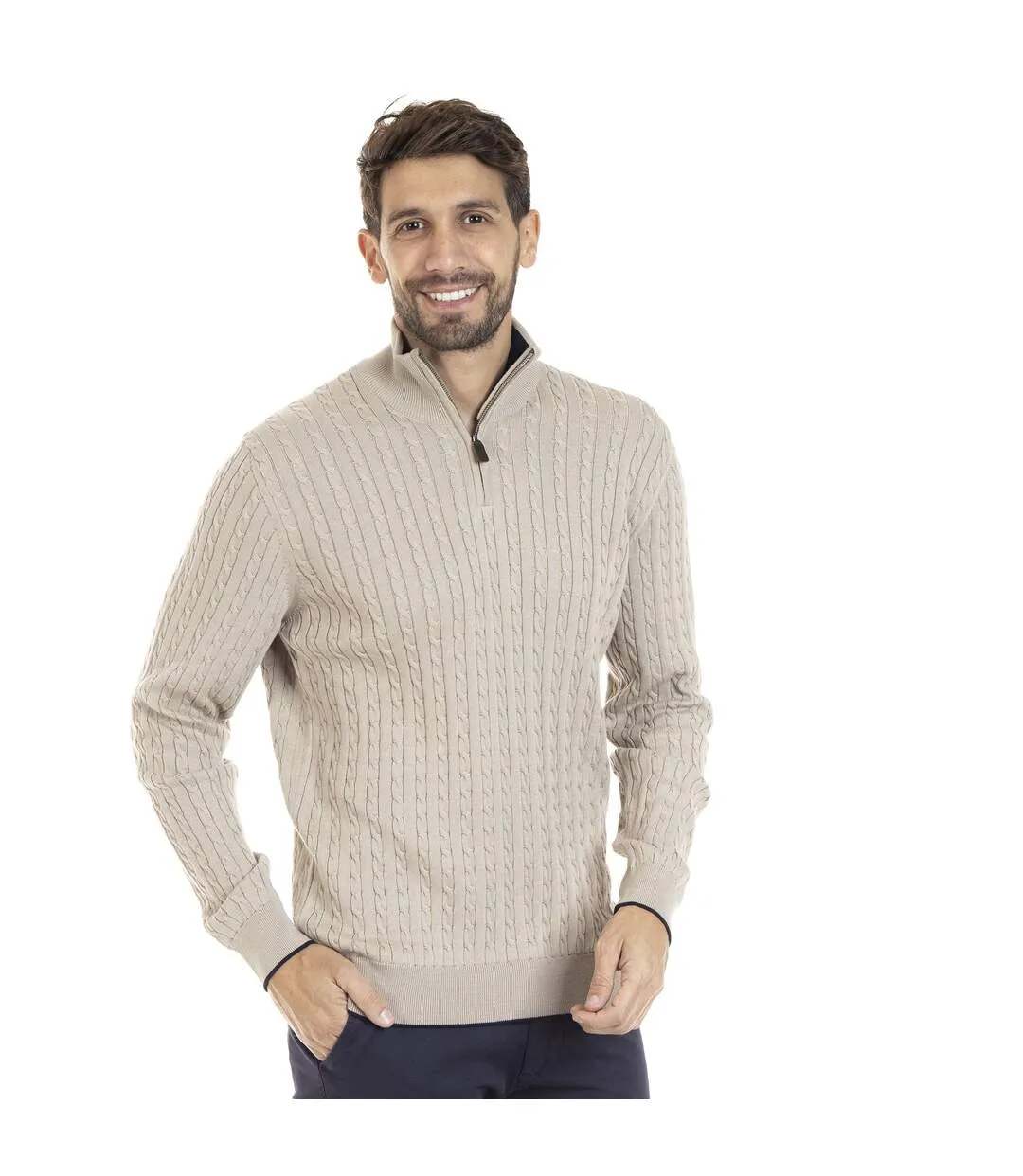 Pull col camioneur  en coton LANO