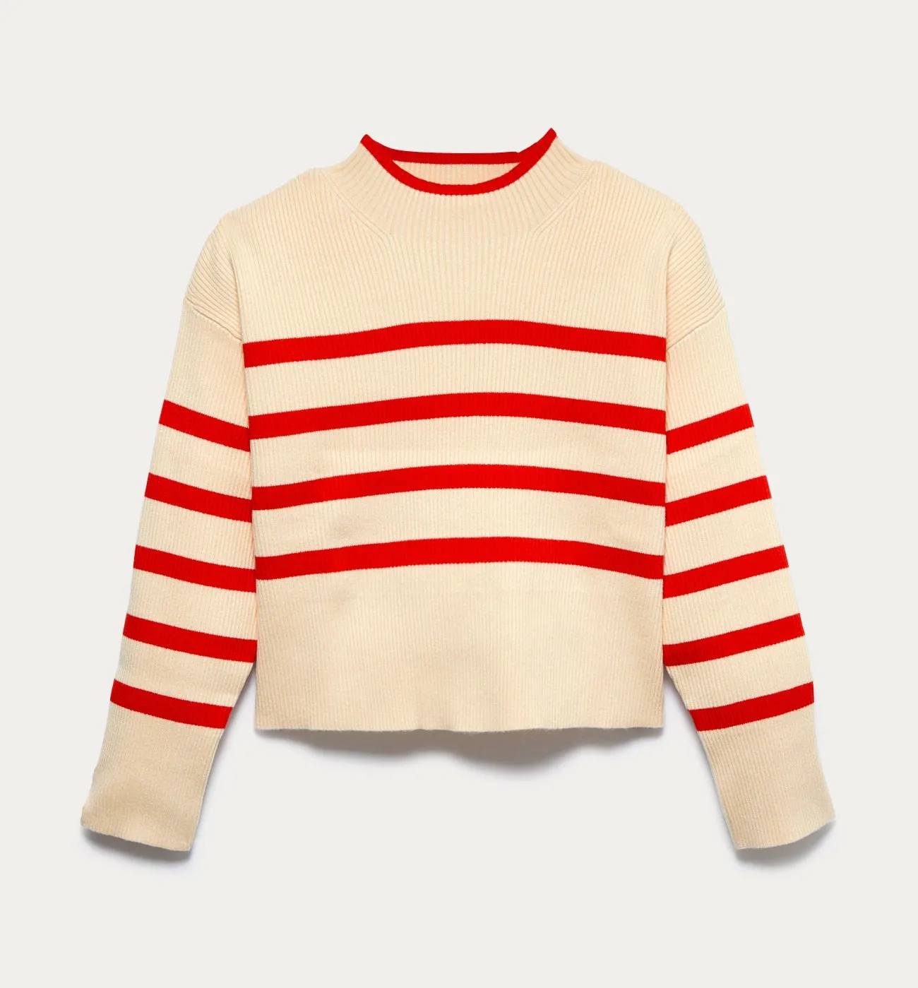 Pull côtelé marinière Femme - Rayé rouge