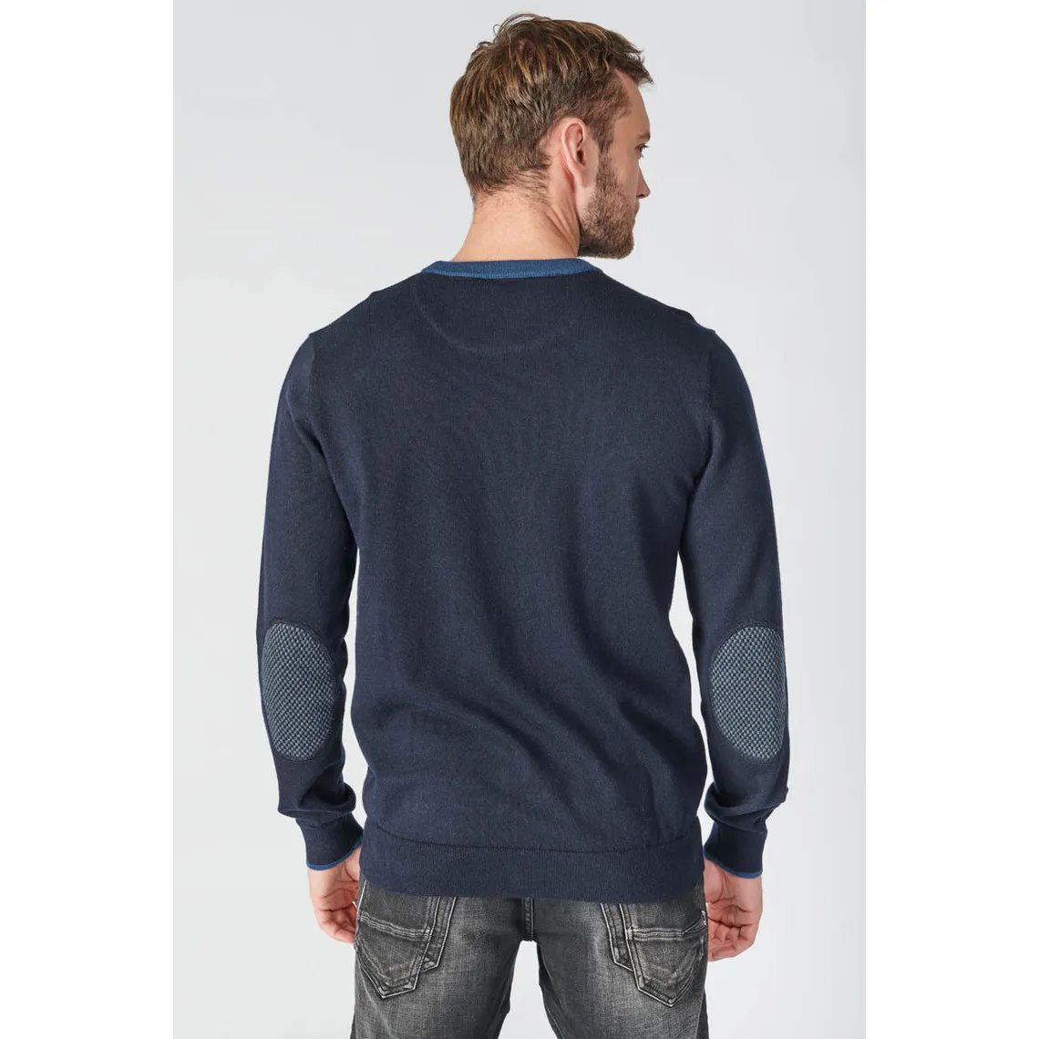 Pull ODIN bleu en coton Le Temps des Cerises - Pull / Gilet / Sweatshirt Homme sur MenCorner