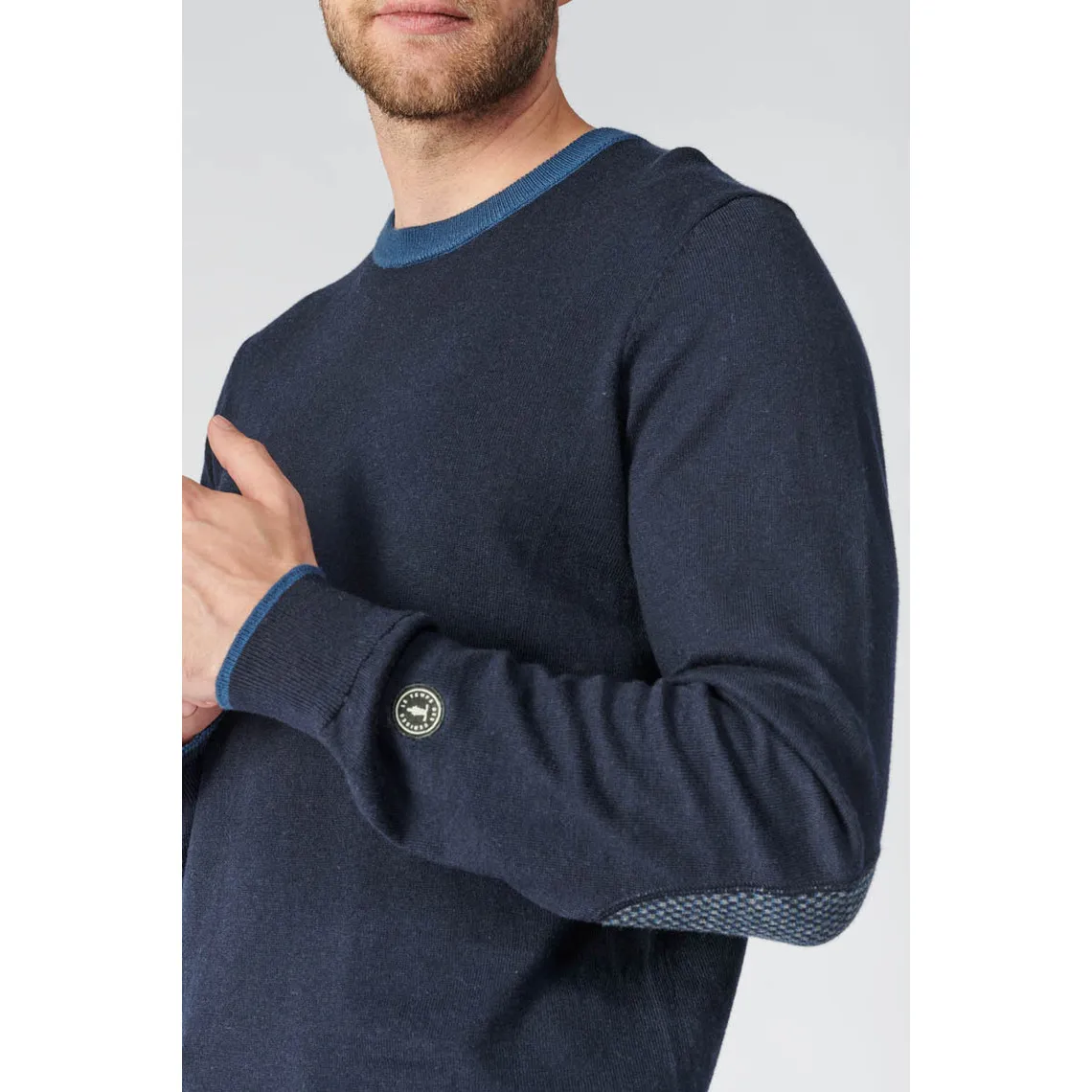 Pull ODIN bleu en coton Le Temps des Cerises - Pull / Gilet / Sweatshirt Homme sur MenCorner