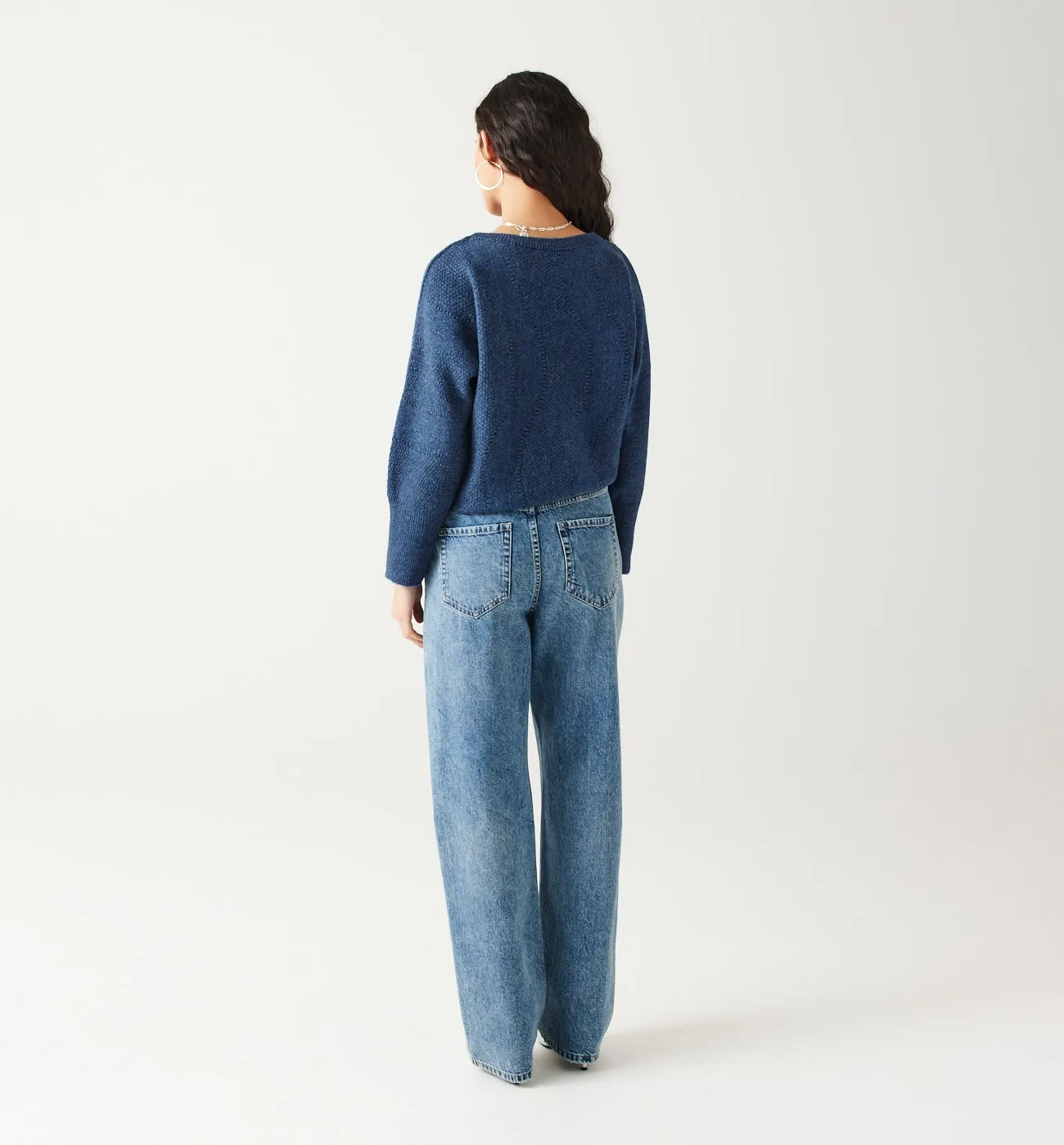 Pull oversize pailleté Femme - PETROLE MOYEN