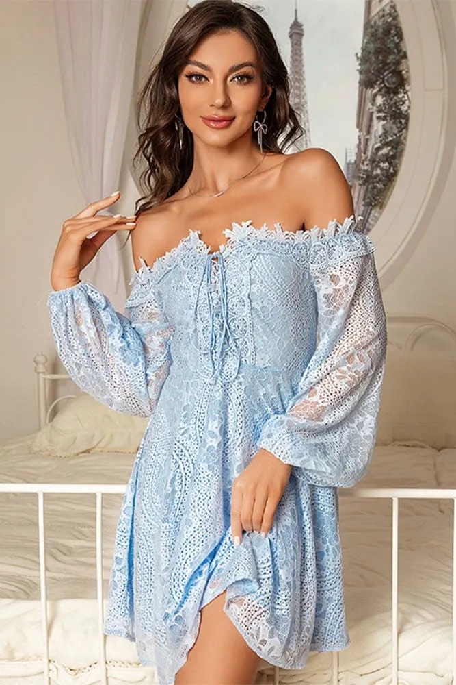 Robe Bleu Clair Dentelle