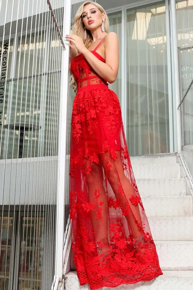 Robe Dentelle Rouge Tulle