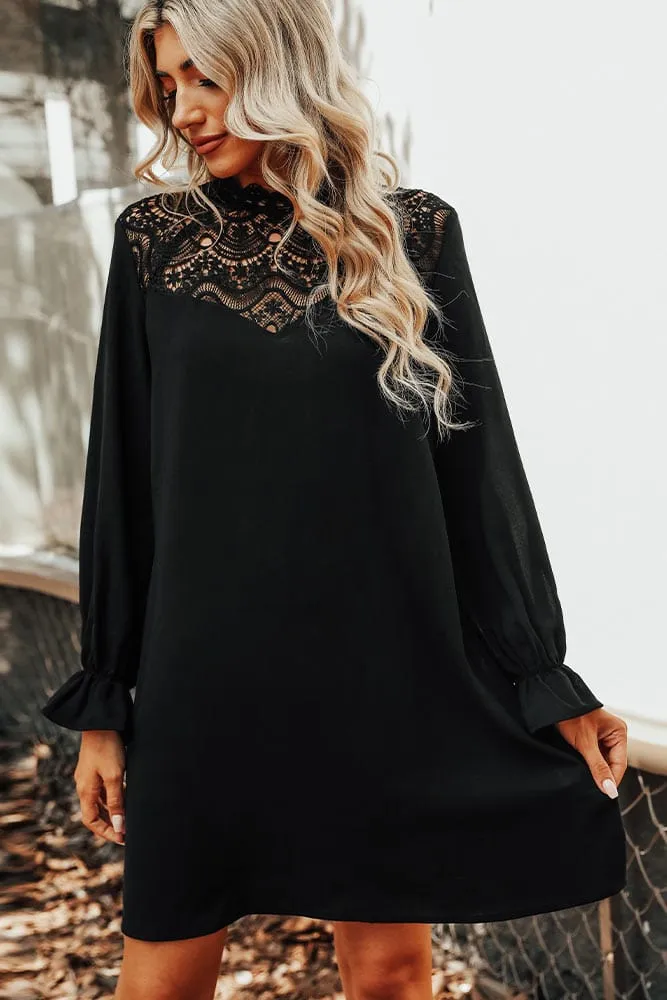 Robe Droite Dentelle Noire