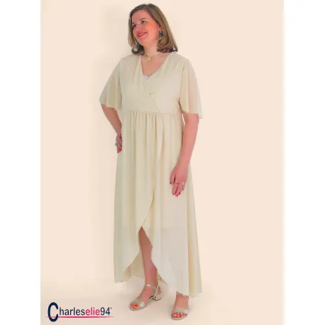 Robe longue unie élégante ENNYA beige