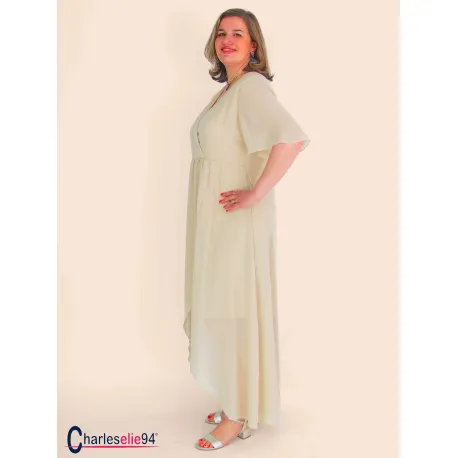 Robe longue unie élégante ENNYA beige