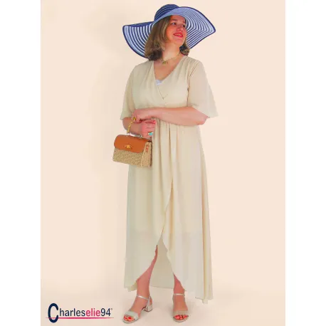 Robe longue unie élégante ENNYA beige