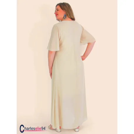 Robe longue unie élégante ENNYA beige