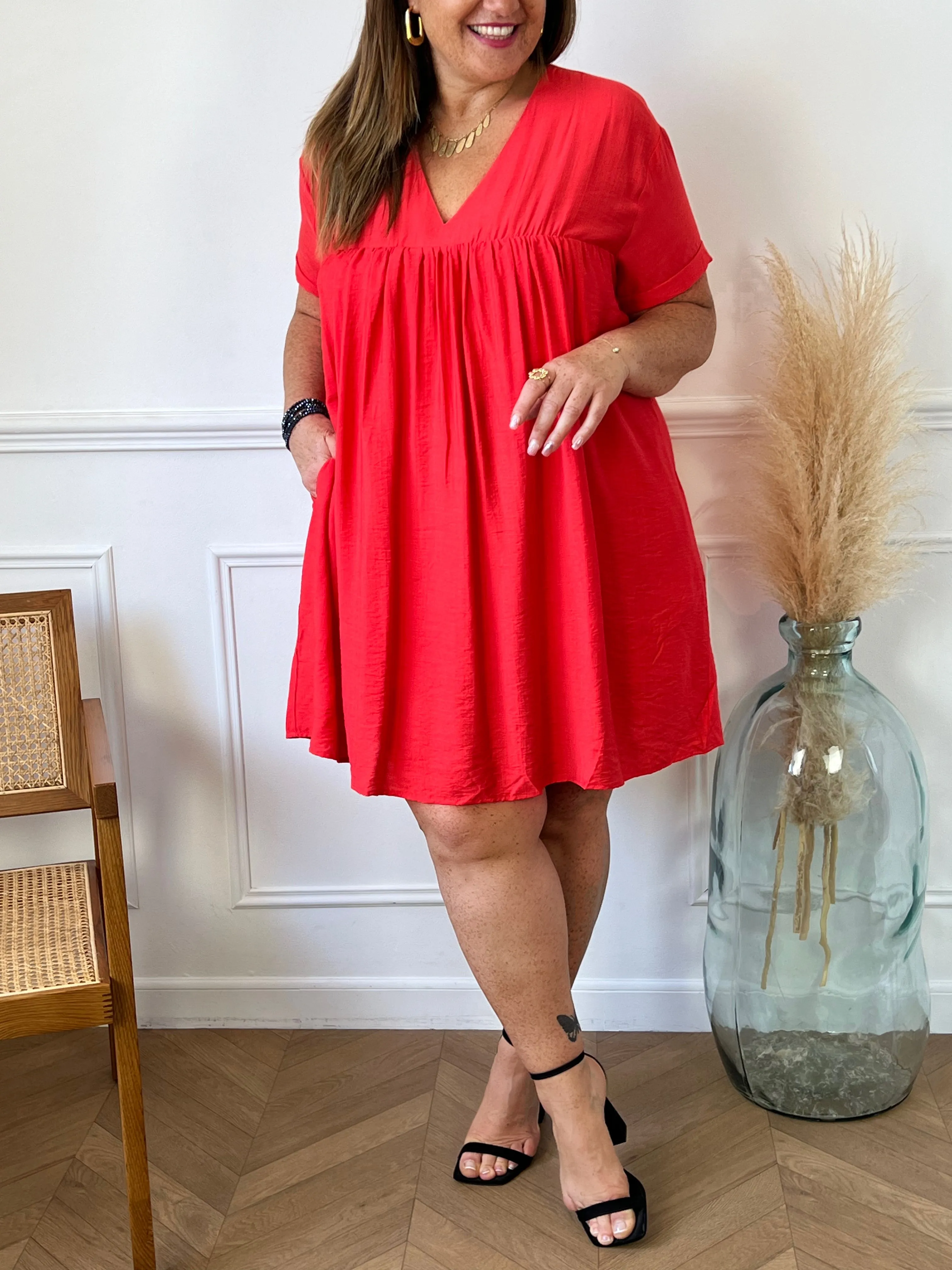 Robe short corail : Oriana