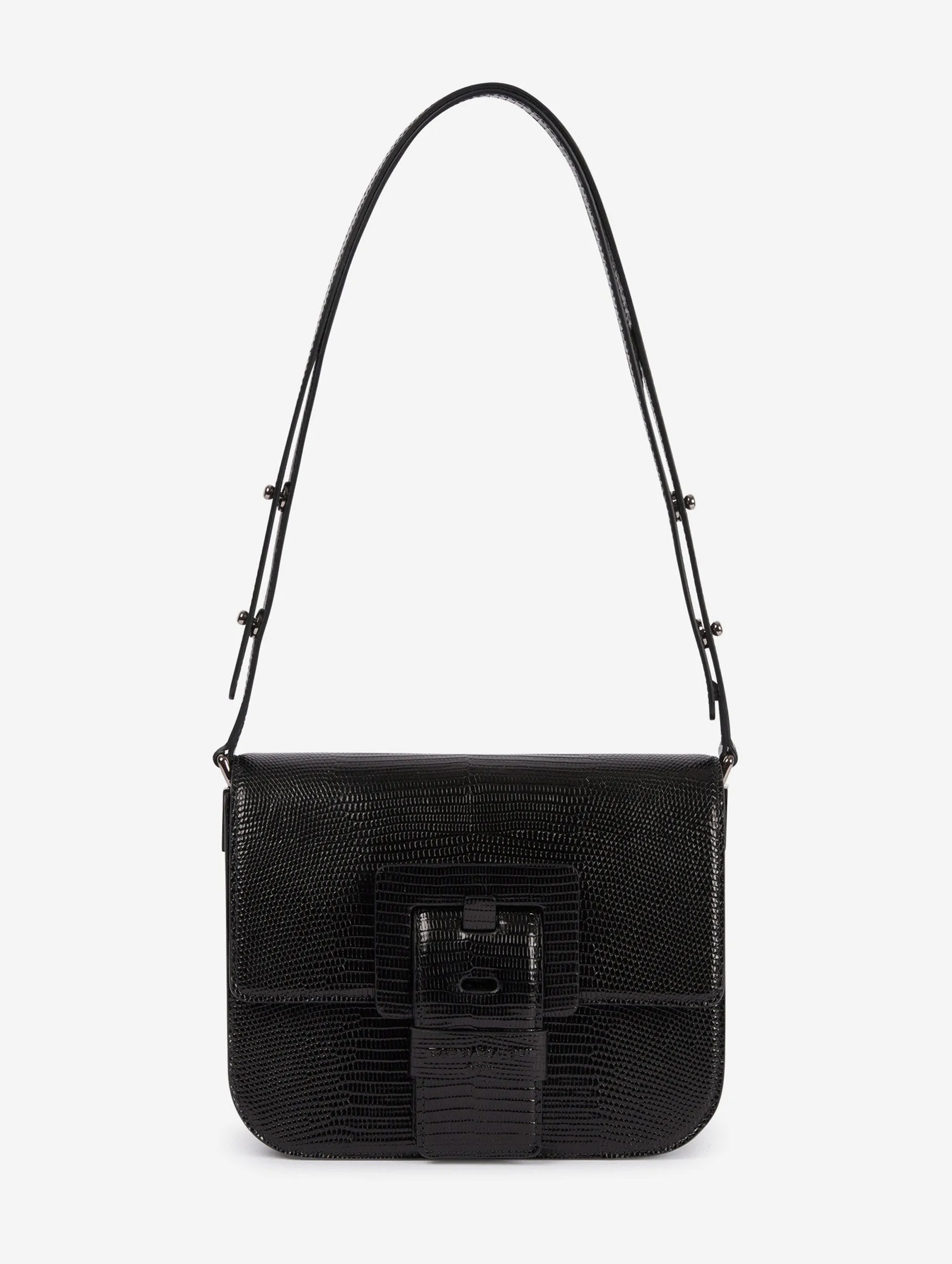 sac touch me en cuir gaufré lézard noir