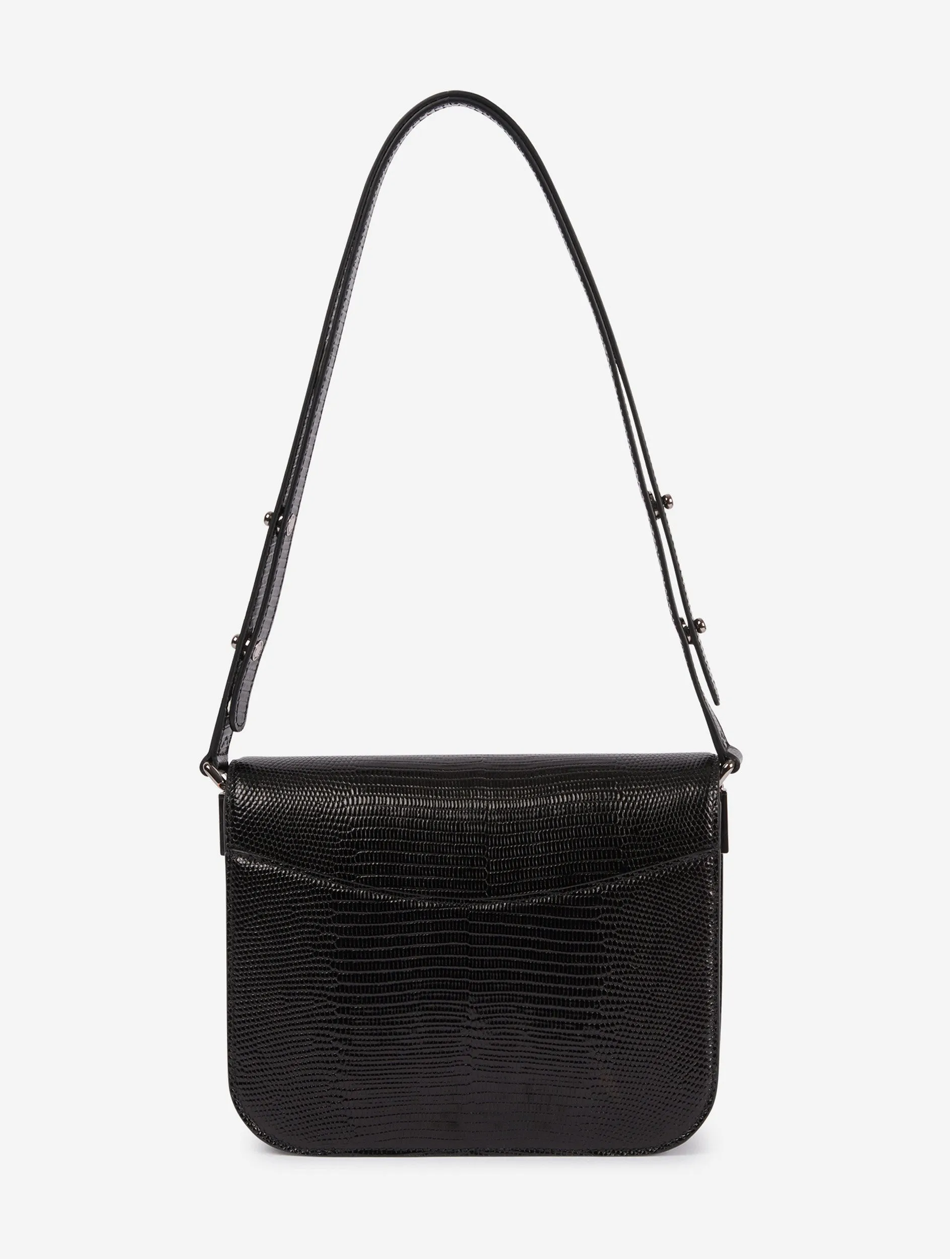 sac touch me en cuir gaufré lézard noir