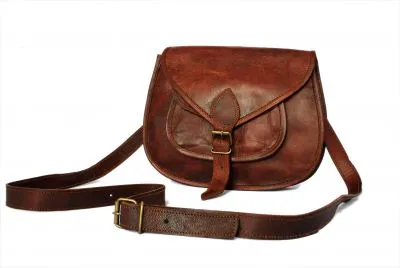 Sac à bandolière en véritable cuir style retro vintage - 13 pouces