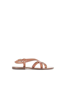 SANDALES PLATES MIN2 CUIR CAMEL