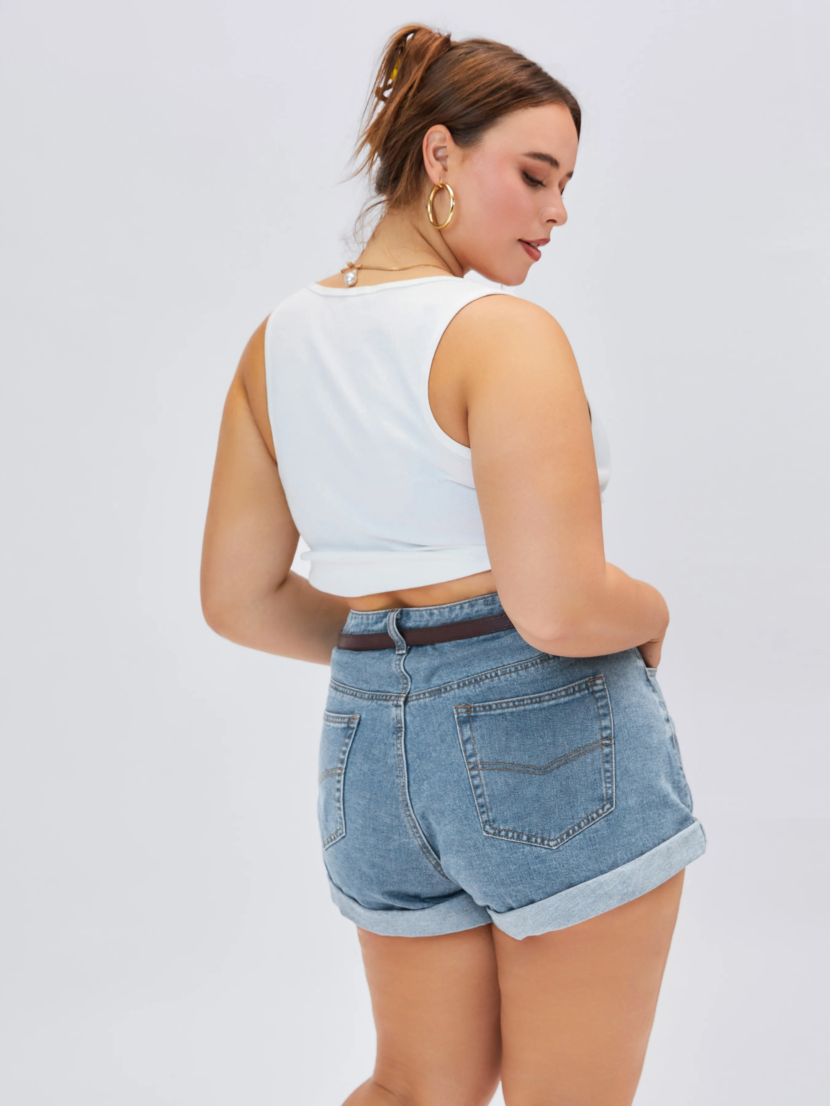 Short en jean avec ceinture Curve & Plus