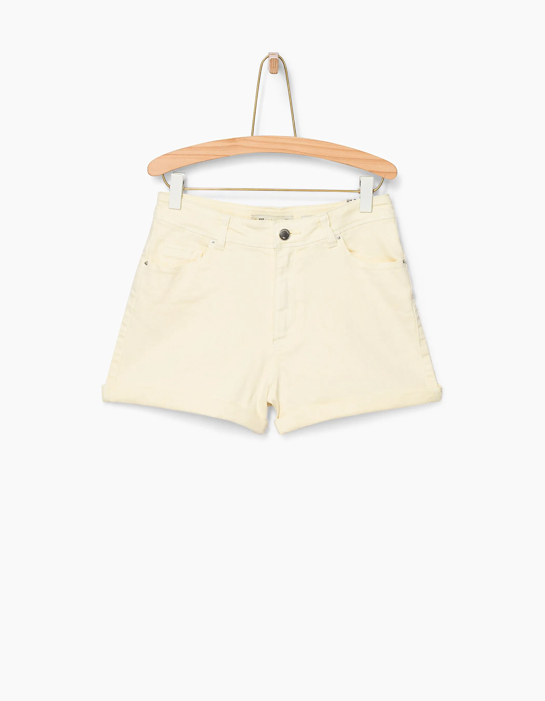 Short mom en jean jaune pastel fille 