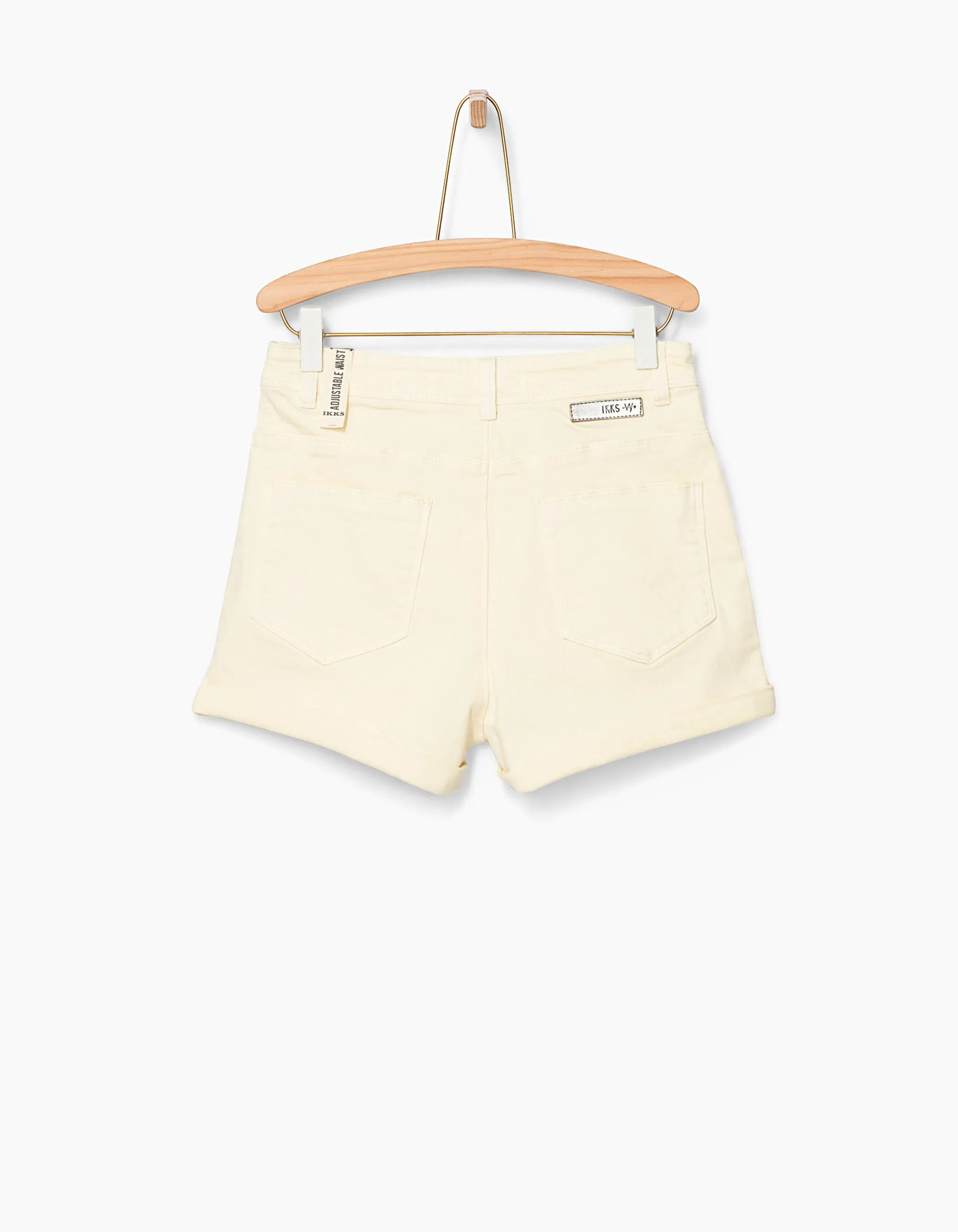 Short mom en jean jaune pastel fille 