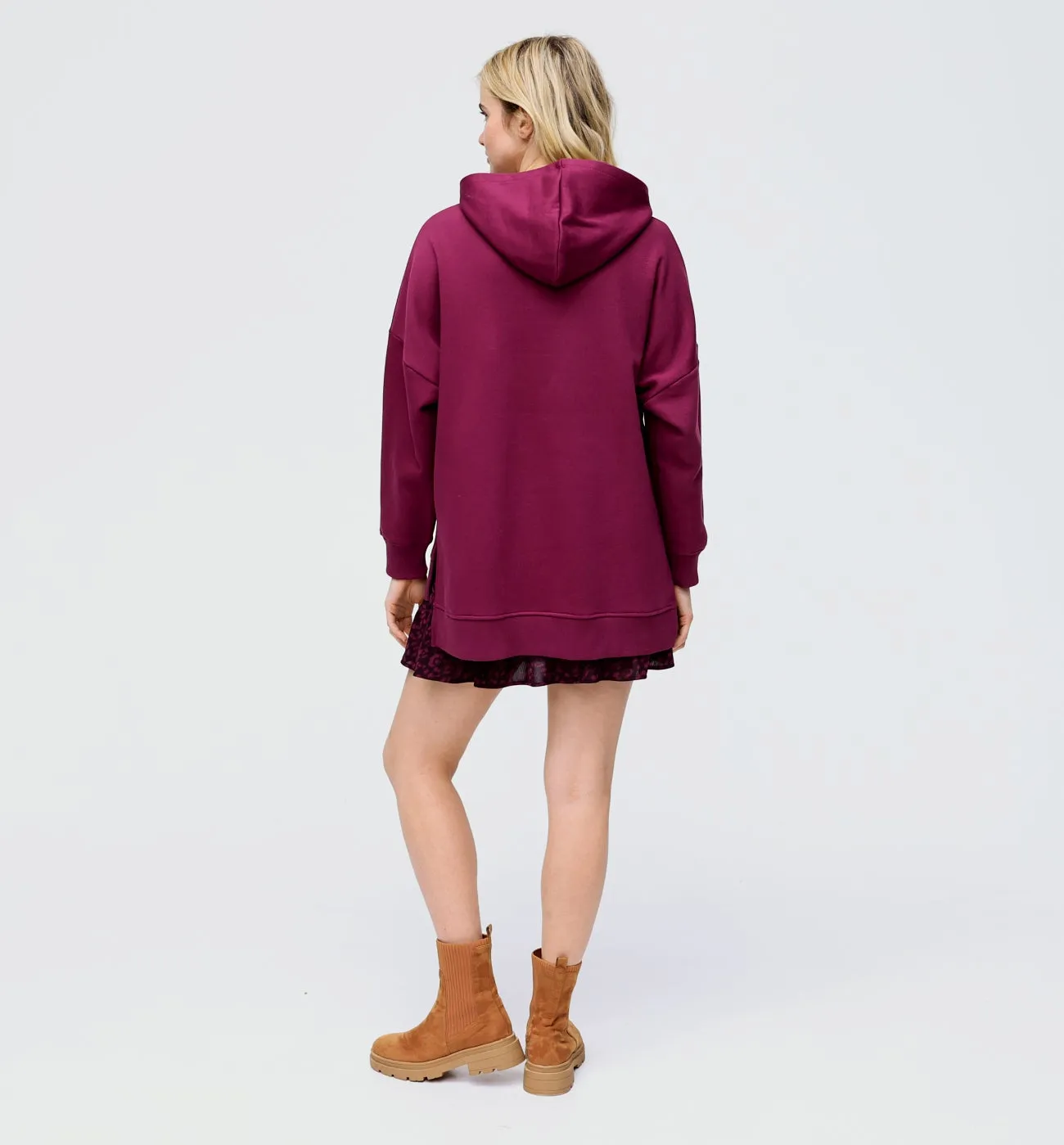 Sweat-shirt oversize Femme - Cassis