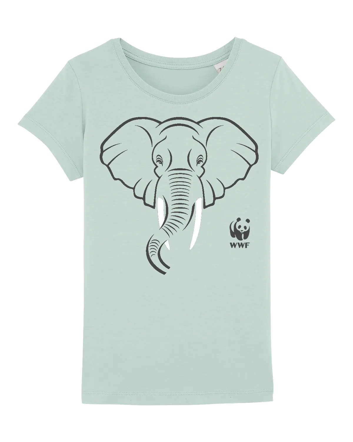 T-shirt enfant éléphant en coton bio (bleu pastel)