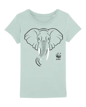 T-shirt enfant éléphant en coton bio (bleu pastel)